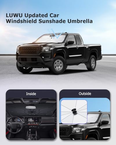 2025 2026 Windshield Sun Shade Windshield Sunshade Umbrella [Drawstring Design] Fits Frontier 2020 (Frontier 2020-2026/Rogue 2015-2026)