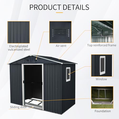 4x8 FT Outdoor Storage Shed (4x8 FT/Window / Black)