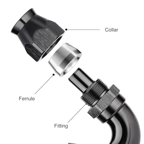 10AN 150 Degree PTFE One Piece Full Flow End Hose Fitting Aluminum Black (10AN / 150 Degree)