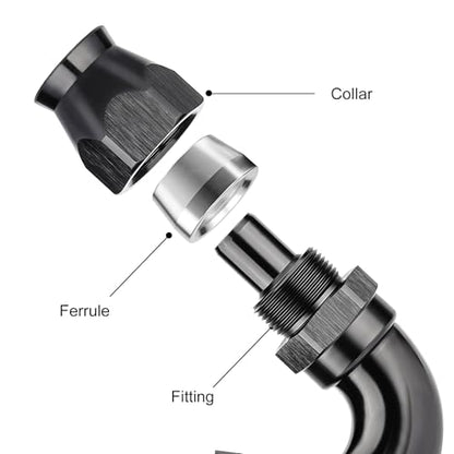 10AN 150 Degree PTFE One Piece Full Flow End Hose Fitting Aluminum Black (10AN / 150 Degree)