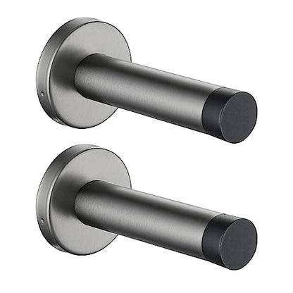 Door Stopper 304 Stainless Steel Thicken 1mm Sound Dampening Door Stop Bumper Wall Protetor 2 Pack (2 Pack / Brushed Grey)