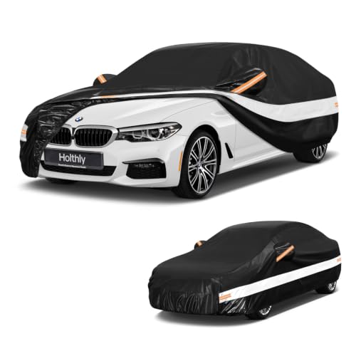 10 Layers Sedan Car Cover Custom Fit BMW 5 (Black Gray / Custom Fit for BMW 5-Series)