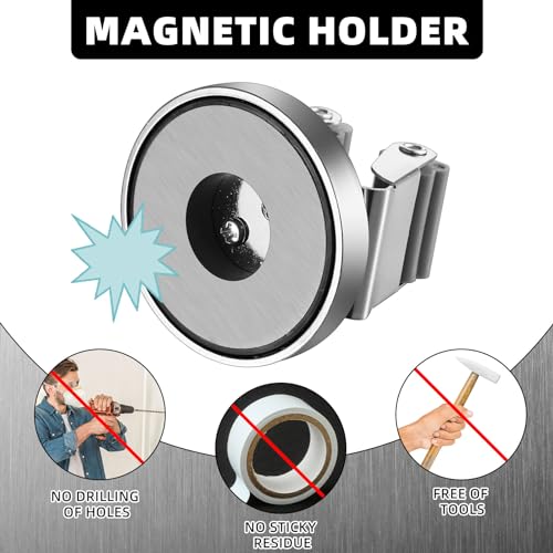 4 Pcs Magnetic Broom Holder Wall Mounted Anti Slip Rack (Silver)