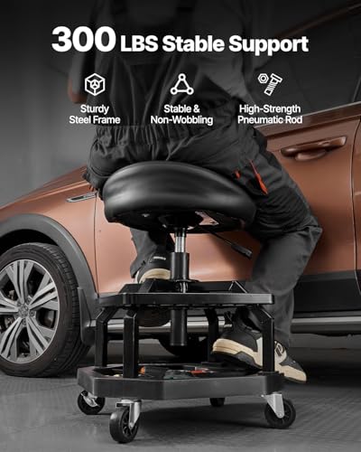 Industrial Black Pneumatic Garage Seat (Black)