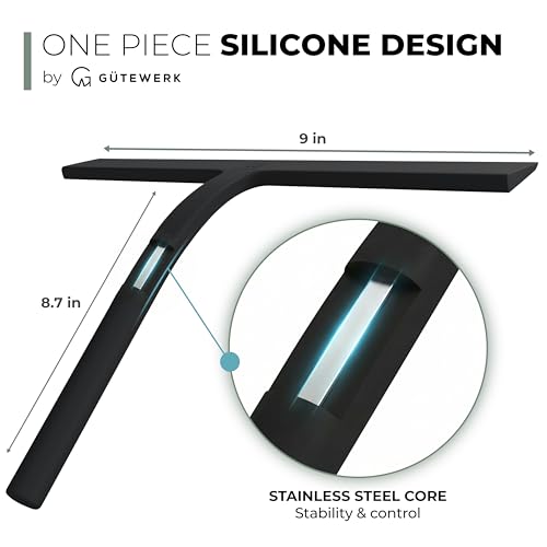 Silicone Shower Squeegee with 3 (Black / 11 Inches)