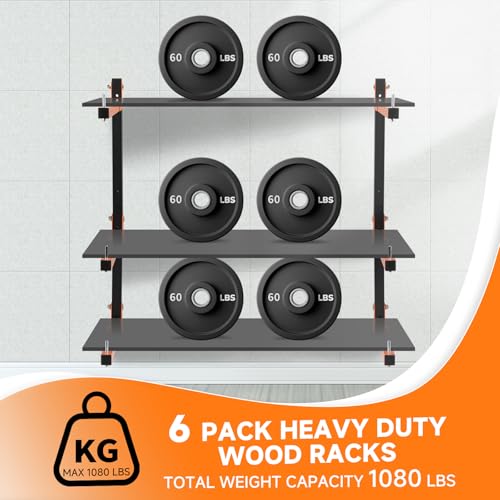 6 Pack Lumber Rack Wall Mount (B– 6 Pack, 9 Level)