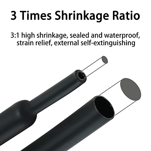 3 1 Marine Grade Dual Wall Heat Shrink Tubing Roll 1" 30ft Black (1 inch(25.4 mm) / 30 Feet)