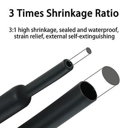 3 1 Marine Grade Dual Wall Heat Shrink Tubing Roll 1" 30ft Black (1 inch(25.4 mm) / 30 Feet)