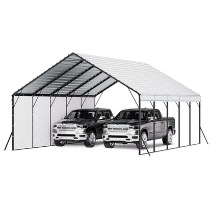 20x24 ft Heavy Duty Metal Carport (White / 20x24ft)