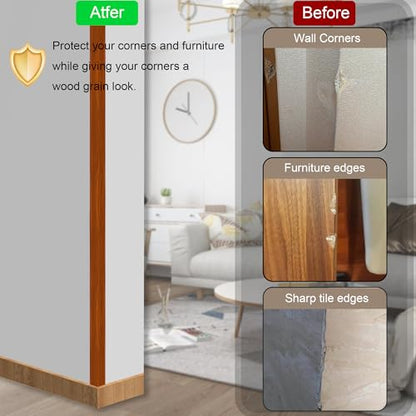 6 Pcs 49" Wall Corner Protector Trim (6pcs * Walnut)