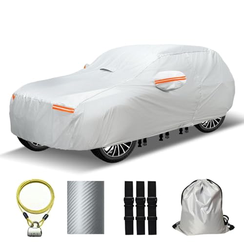 30 Layers Heavy Duty SUV Car Cover for Automobiles All Weather Waterproof (Silver Heavy Duty / Fit SUV 181"-190")