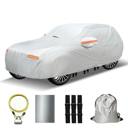 30 Layers Heavy Duty SUV Car Cover for Automobiles All Weather Waterproof (Silver Heavy Duty / Fit SUV 181"-190")