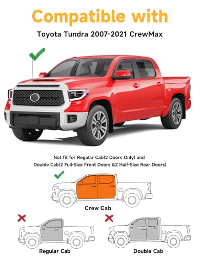 Window Visors Rain Guards for Toyota Tundra CrewMax 2007 (Fit for 2007-2021 Tundra CrewMax)