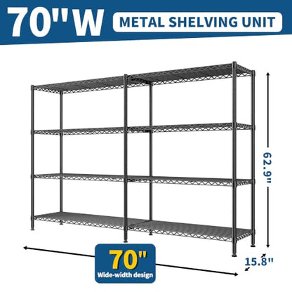 Metal Shelving (Black-70"W*15.8"D*62.9"H)