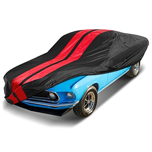 Car Cover for 1969 (26. Mustang Fastback, GT, Mach 1 1969-1973 / Black / Red (Stripe))
