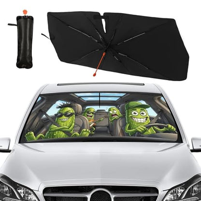 Funny Pickle Car Windshield Sun Shade Umbrella Pickle Gifts (57X31 Inch / Pickle001)