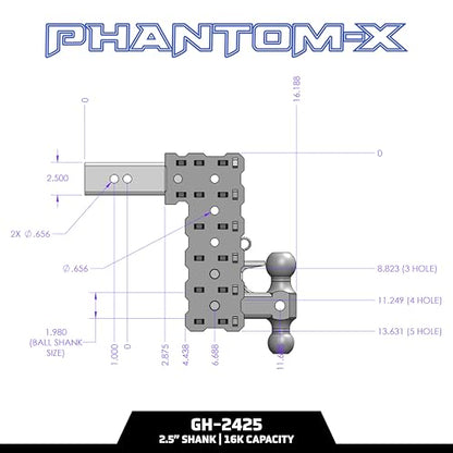 Solid Shank Adjustable Tow Hitch with Tri