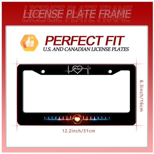 Jesus Heart Rate Line Stainless Steel License Plate Frame for US Cars Decor (Jesus heart rate line)