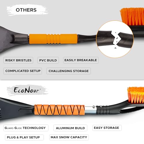 27" Snow Brush with Ice Scraper for Car Windshield 2 Pack Orange (Orange & Orange)