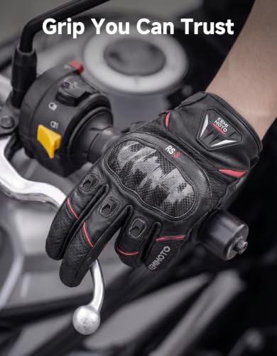 Sheepskin Leather Motorcycle Gloves for Men (Black / XX-Large)