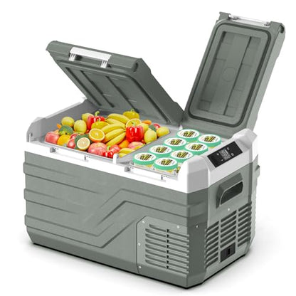 12 Volt Refrigerator Portable Refrigerator for Car 25 Quarts Car Fridge Portable 12V Dual Zone Fridge Freezer 12 (Green / 25QT)
