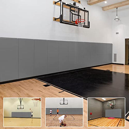 2 Pack Sport Wall Pads 2” Thick Foam Protection Padding Basketball Gym Garage Protectors (60" x 20" x 2" / 2 PACK / LIGHT GREY)