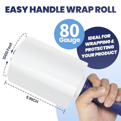 ADHES Mini Hand Stretch Wrap Film (5IN X 1000FT X 12PACK / Regular)