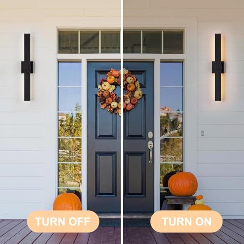 2 Pack Modern Outdoor Wall Light Exterior Black LED Patio Wall Light Fixture 27.2" Exterior Wall Sconce Outdoor Porch Lights for House (Black / 27.2 inch-2 Pack)