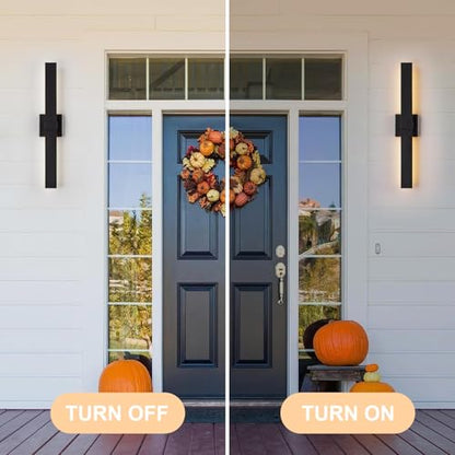2 Pack Modern Outdoor Wall Light Exterior Black LED Patio Wall Light Fixture 27.2" Exterior Wall Sconce Outdoor Porch Lights for House (Black / 27.2 inch-2 Pack)