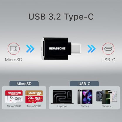 5 Years Data Recovery】 GIGASTONE 256GB Micro SD Card with USB 3.2 Type C Card Reader (256GB 4K Camera Pro MAX + Type C Card Reader)