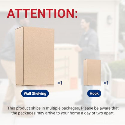 2 Pack 2x4 ft Garage Wall Shelving with 4 Hooks