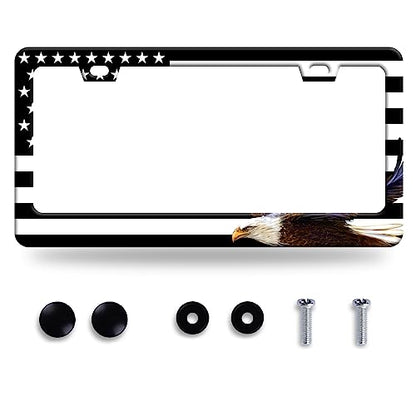 American Flag Eagle License Plate Stainless Steel Parts 12.3" x 6.3" (American flag and eagle)