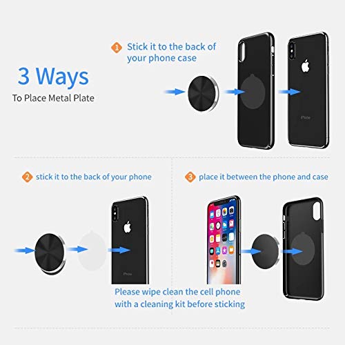 Cell Phone Metal Plates 4 Pack. Gold Replacement Set for Magnetic Car Mount & Phone Holder. Strong Adhesive Iron Plates for iPhone (Gold)