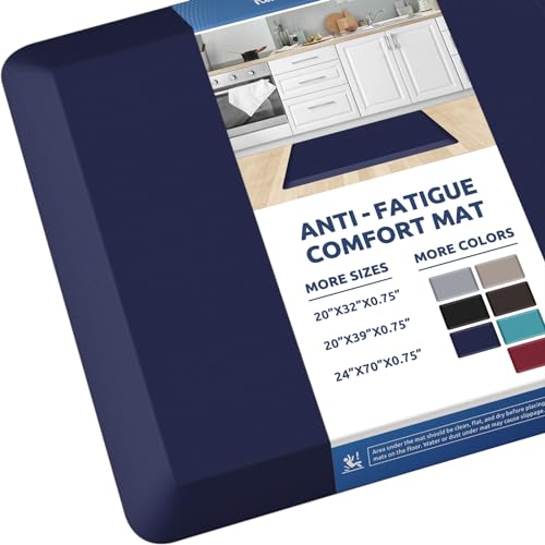 0.8" Thick Kitchen Mat Cushioned Anti Fatigue Rug Comfort Floor Mats (Blue / 32"L x 20"W x 0.8"Th)