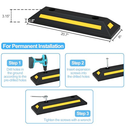 2PCS Rubber Parking Guide Tire Blocks (20.7" Long)