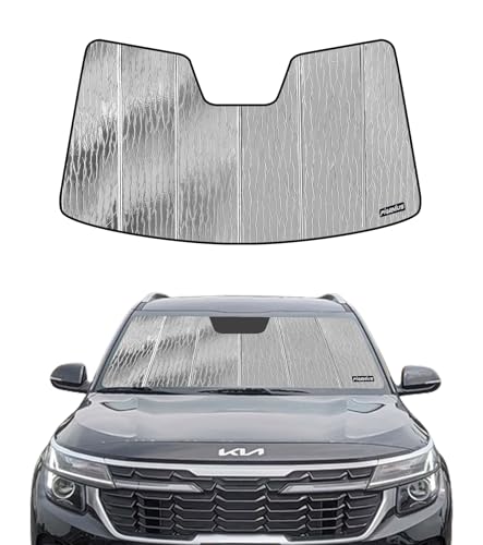 Windshield Sun Shade for Kia Seltos 2020 (Silver Water Ripple)