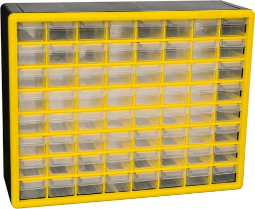 64 Drawer Plastic Storage Cabinet (Yellow / 64 Drawer / 1 Pack)