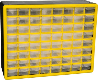 64 Drawer Plastic Storage Cabinet (Yellow / 64 Drawer / 1 Pack)