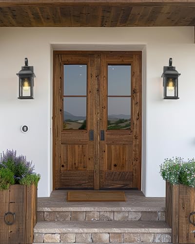 Outdoor Wall Sconce (Matte Black, Seeded Glass / 15", Single Unit)