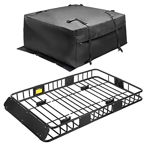 64"x39" Roof Rack Cargo Basket with Waterproof Cargo Bag (2-roof rack+cargo bag)