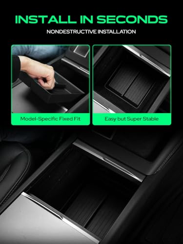 Center Console Organizer for Tesla Model 3 Highland 2024 2025 2026 (2PCS Center Console & Armrest Lower Tray)