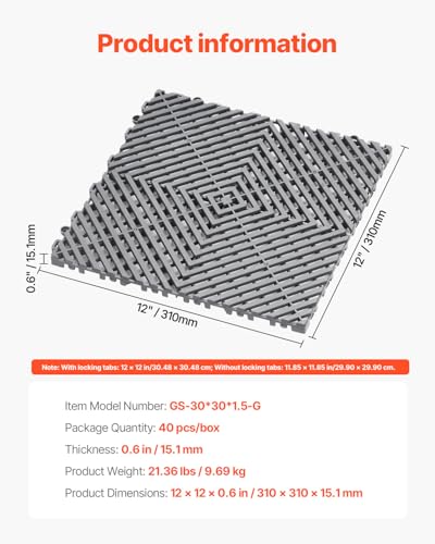 Interlocking Drainage Mat (Grey / 12 x 12 inch)