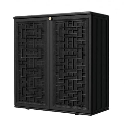 Outdoor Storage Cabinet Waterproof with Shelf (Black)