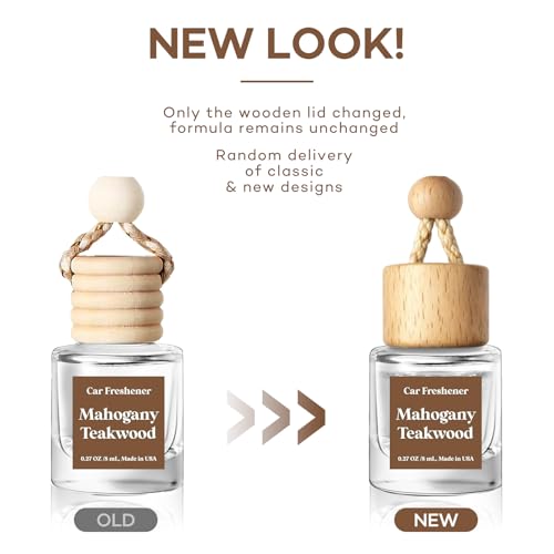Car Air Freshener Diffuser 2 Pack Hanging Mahogany Teakwood Car Air Freshener for Women 45+ Days Long Lasting Fragrance Made in USA