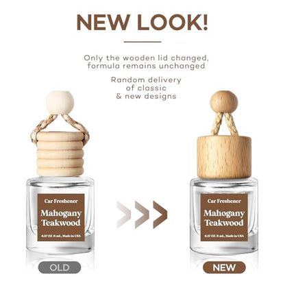 Car Air Freshener Diffuser 2 Pack Hanging Mahogany Teakwood Car Air Freshener for Women 45+ Days Long Lasting Fragrance Made in USA