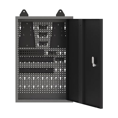 Metal Storage Wall Mounted Lockable Cabinet with 22 Tool Hooks