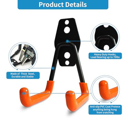 2 Pack Garage Storage Utility Hooks (Orange)