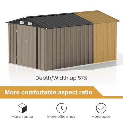 8x12 FT Outdoor Storage Shed (Brown / 8x12 FT)