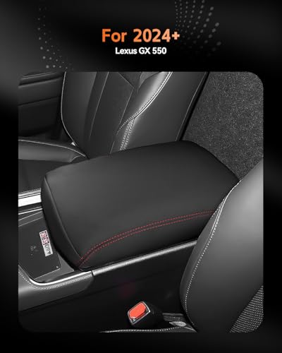 for 2024 2025 2026 Lexus GX 550 Center Console Cover Armrest Box Cover for GX550 (Lexus GX 550-Black leather red line)