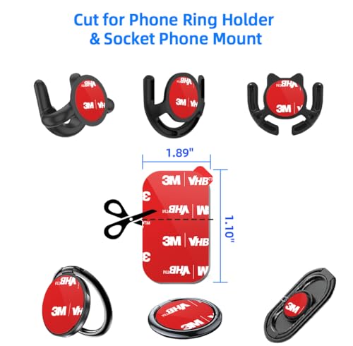 5 Pack Rectangle Heat Resistance Double Side Tape 3M VHB Sticker Pads Sticky Adhesive Replacement for Magnetic Dashboard Car Mount Holder Base for Dash Magnet Phone Mounts & Ring Grip Socket